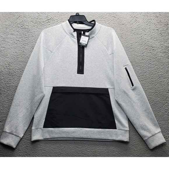 DSG Sweatshirt Mens Large Light Heather Gray Sport Fleece 4-Way Stretch 1/4 Zip - Picture 1 of 10